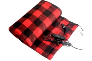 Yusat Electric Car Blanket Heated 12V Fleece Travel Throw with Temperature Adjusting for Car RV Winter Home Office Use