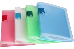 TUKA-i-AKUT Confezione da 4 cartelline portadocumenti in polipropilene A5, 160 buste trasparenti per 320 fogli (per libro, 40 buste trasparenti), custodia trasparente