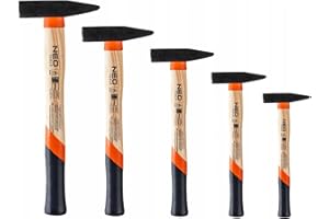 NEO TOOLS Schlosserhammer Set, Eschestiel, 5 Teile 200g, 300g, 500g, 800g, 1000g | Geschmiedeter und Gehärtet Hammerkopf, Holzstiel