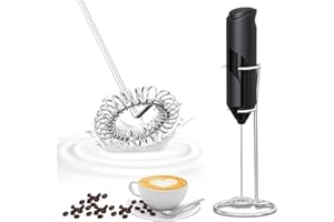 Espumador de Leche Eléctrico de Mano, KKNE Mini Batidora Portátil, Batidor espumador con motor de 14000 RPM para Café, Matcha