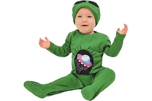 Smiffys Alien Baby, Green All In One & Hat, Halloween Child Fancy Dress, Alien Dress Up Costumes