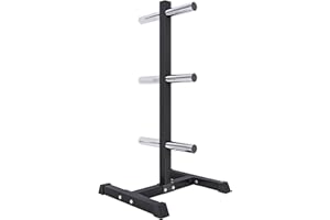 GORILLA SPORTS® Support pour Poids - pour Disques Olympiques Ø 50 mm, 6 Barres, Charge Jusqu'à 350 kg, Acier, Noir/Blanc - Rack de Rangement Poids, Stockage d'Haltères, Professionnel, Musculation, Gym
