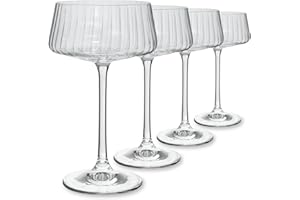 WUITOKI Bicchieri Martini, 4pz, 22cl, vetro, cristallino, resistente, Espresso, Cocktail