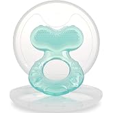 Nuby Teethe-Eez Mordedor de Silicona Suave para Enc&iacute;as, desde 3 Meses, Aqua | Mordedor apto para nevera con m&uacute;ltiples superfi