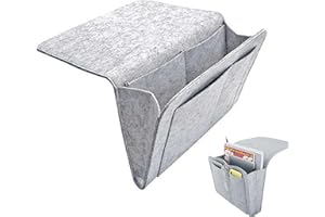 BSYFOP Bedside Storage Caddy, Bedside Organiser, Armchair Organiser Gray Bedside Table Organiser, Sofa Organiser Sofa Caddy Use for Living Room Bedroom Office Dormitory