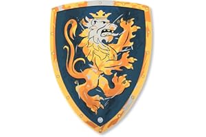 Liontouch - Noble Knight Shield, Blue/Medium - Age 3-8 | 39 x 30 | Medieval Pretend Play Foam Toy For Children With Golden Lion Theme | Safe Battle Accessory For Dress Up & Costumes For Boys