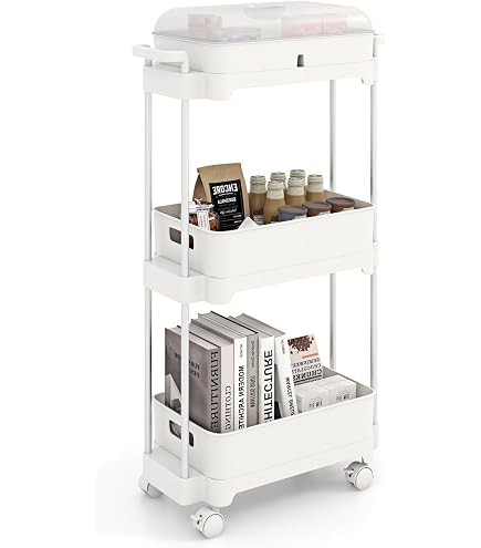 Carrito De Almacenamiento 3 Niveles Con Ruedas - Multifunción, Blanco | Carro Auxiliar Cocina Baño