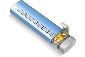 Betife Organizer na tabletki na 7 dni, ulepszony metalowy tygodniowy organizer na tabletki, podróżne etui na tabletki do codziennego przechowywania leków, z podwójną warstwą, wewnętrzne, stabilne