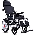 Electric Wheelchair With Headrest, Electric Wheelchair, Foldable Portable, Seat Width 45Cm (Can Support 120Kg), Backrest And Pedal Angle Can Be Adjusted
