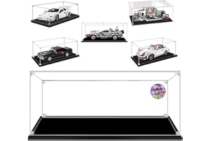 AAABOX 40x25x15cm Teca 3mm Spessore Acrilico Vetrina per Lego Modellini Auto 1/12 Ritorno al Futuro Macchina 10300 Porsche 911 Turb 10295 Porsche-GT4 42176 Senna GTR 42123