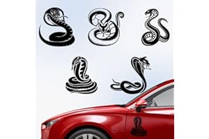 Hobbspring 5 pegatinas de serpiente de 14,8 x 15,5 cm, pegatinas negras de cobra víbora, pegatinas de vinilo impermeables, pegatinas reflectantes para coche, portátil, decoración de equipaje