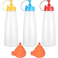 3 Stück Quetschflaschen mit Schraubdeckel, 500 Ml Ahornsirup Dosierer Ketchup Spender, Kunststoff Quetschflasche für…