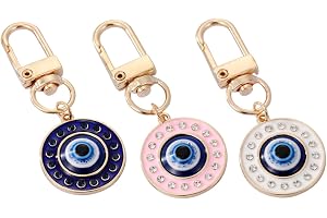 3PCS Evil Eye Keychain Good Luck Amulet Keyring Protection Charm for Purse Backpack