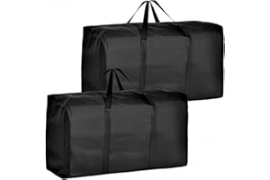 DABBOO 2 Stück Extra Große Schwarze Aufbewahrungstasche 600D Oxford Heavy Duty Wasserdichte Umzugstaschen Mit Verstärkten Griffen Und Reißverschlüssen Für Bettdecken Kleidung Bettwäsche Großraum Lagerung