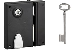 THIRARD - Serrure Verticale en Applique à Clé à Fouillot pour Porte Intérieure Droite - Carré 7 mm - Axe 40 mm - 110 x 70 mm - Noir - 1 Clé - Mécanisme à 1 Tour