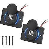 Linkstyle Car Dual USB Charging Socket, 3.1A USB A Charging Socket with LED Quick Charge for 12V/24V Motorcycles Boats Motorh