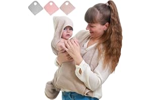 Tyuodna Cotton Soft Baby Towel - Hands Free Bath Towel & Apron - Personalised Newborn Gifts for Boy and Girl (Khaki)