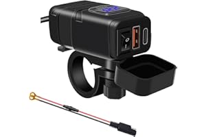 ALLWSLucky Prise USB Moto, QC3.0 18W & PD 30W Chargeur USB pour Moto, Prise de Chargeur de Voiture avec Interrupteur et Voltmètre LED pour Caravane SUV Marin Bateau 12V
