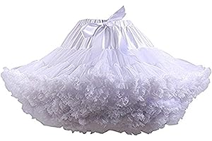 Homipooty Women's Elastic Waist Tulle Petticoat Tutu Party Multi-Layer Puffy Cosplay Skirt Underskirt, Length 40cm, Waist 56-100cm
