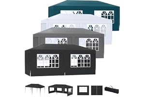 LZQ Hopfällbar paviljong 3 x 6 m Snabbmontering Trädgårdspaviljong Festtält Hopfällbart tält med 6 sidodelar, UV-skydd Höjdju