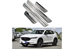 Eamily 4 Stück Auto Außentürschwellen-Schutzleisten Zubehör für Mazda CX5 CX-5 Scheuerschutz Schwellen Willkommen Pedalleiste Abdeckung Edelstahl