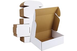 HORLIMER 30,5 x 22,9 x 10,2 cm Cajas de Carton con Tapa para Envios de Paquete, 20 Pack, Cajitas de Papel Kraft para Regalo o Embalaje, Blanco