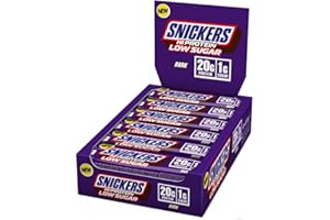 Snickers - HI Protein Bars | Low Sugar Bars, Only 1g of Sugar per bar, Dark Chocolate, 12 x 57g Pack, 20g Protein