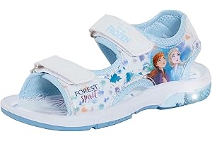 Disney Frozen 2 Girls Light Up Sports Sandals Kids Elsa Anna Adjustable Open Summer Shoes with Lights