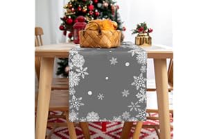 ARVOV Tischläufer Winterlich, Tischläufer Weihnachten modern in Grau, Tischläufer Weihnachten, Schneeflocke Tischläufer, Graue Weihnachten Tischdecke für Winter Weihnachten (Schneeflocke, 40 x 180 cm)