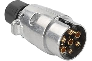 Qiping Prise remorque métal à 7 Broches - mâle - Fonte d'aluminium - fiche 7 pin connecteur remorquage étanche pour Camping-Car, Caravane, Camion, Porte-vélos