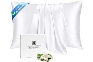 Silk Pillowcase for Hair and Skin, Ravmix Mulberry Silk Pillowcase with Hidden Zipper for Women/Girl/Men Standard 50×75cm, Pure White, 1PCS