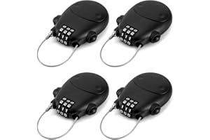 QWORK Einziehbares Kabelschloss, 4 Stück, Sicherheits-Passwortschloss, Stahlkabel-Gepäckschlösser