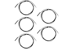 AOICRIE 10K Temperature Sensor Probe, 5pcs 1 Meter Waterproof Temp Sensor Probe, Stainless Steel 3950 NTC Temp Sensor Probe, Digital Temperature Transmitter Extension Cable