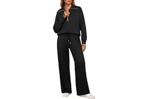 GRECERELLE Tracksuit Womens Full Set Autumn Lounge Wear Sets for Women Activewear Two Piece Outfits Long Sleeve Half Zip Casual Pullover Tops and Jogging Bottoms with Pockets
