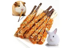Abizoo Kaninchen Spielzeug Kauspielzeug,6 pcs Natürlich Apfelholz+4 pcs Bambus Sticks Kauen Kamille Blütenblatt für Kaninchen, Hamster, Meerschweinchen, Chinchilla Leckerli Kauspielzeug