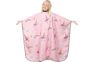 Zasjon Capa Peluqueria para Niños,Impermeable Capas De Corte Peluqueria con Cierre a Presión Ajustable,Dibujos Animados Capa Cortar Pelo Capa de Corte de Pelo Personalizada Capa Barbero para Niña Niño