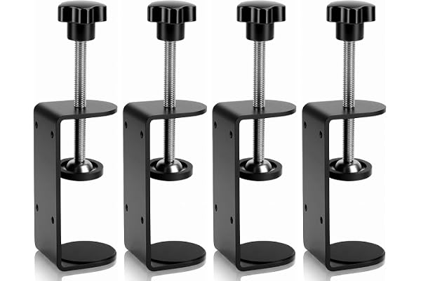 Jhanw 7,6 cm C-klämma med fyra små hål på baksidan, 4 stycken, justerbara skrivbord C-klämmor för område 1 cm ~ 8,9 cm, mångs