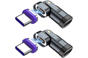 TEASTEAM 240W USB C Magnetic Adapter 2 Pack 16-Pin Magnetic Tip Heads Rotatable USB C to Typ C Magnetic Adapter PD 240W 5A Quick Charging Cable Male to Female Connector for Phone Laptop MacBook Tablet