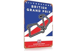 QYLAZUNE Britain Grand Prix Circuit F1 Gifts Metal Signs Vintage Uk Wall Art F1 Gift for Formula One Fans Gifts for Men Garages, Man Cave, Home Offices and Game Rooms Flag Sign Plaques Decorations
