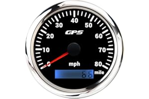 PIOUSUNT 85mm Boat GPS Speedometer 0-80MPH Car Odometer Gauge 7 Colors Backlight With GPS Antenna for Car Motorcycle Boat Marine Truck