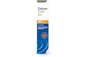 Calcium-Sandoz® Sun Brausetabletten | 20 Stk | Nahrungsergänzung zum Schutz der Haut | Calcium, Vitamin C, Vitamin E & Beta Carotin | Fruchtiger Geschmack
