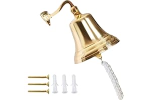 ARSUK Schiffsglocke Türklingel Messing Wand Tür Bahnhofs antik Vintage Entwurfs Garten Glocke für Schulempfang, Abendessen, Shop, Hotelservice, Handglocke, Massives Glocken