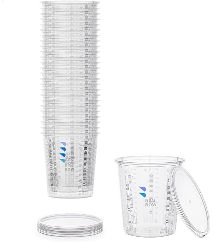 RESION 25 tasses de mélange de peinture | 400ml | peinture, époxy, polyester | Avec un rapport de mélange clair sur la tasse à mesurer
