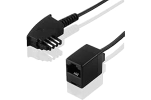 BestPlug 20cm Internet Netzwerk Patch DSL LAN Telefon Kabel Adapter, TAE-F Stecker männlich auf RJ45 Buchse Kupplung weiblich, Schwarz