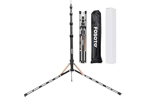 FOSOTO Aluminum Alloy 1.91m/6.2ft Light Stand Adjustable 5-Sections Compact Lightweight Tripod Stand Photography Studio Tripod Light Stand for Light,Video Shooting, Carry Bag Included