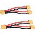 LinsyRC 2-Pack XT90 Plug Parallel Battery Connector Cable 1-Female to 2-Male Parallel Adapter Dual Extension Y-Splitter for Quadcopters Multirotors RC LiPo Battery