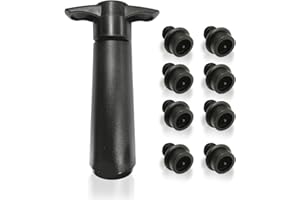 MEMOFYND 8 Tapones de Vino Con Bomba de Vacío, Cierre Al Vacío Para Protección de Botellas, Reutilizable (Negro)
