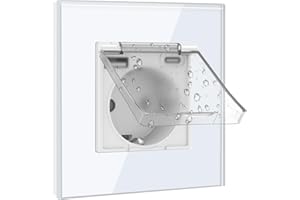 BSEED Enchufe USB C Schuko con Tapa Impermeable, 1 Gang, Hembra 16Amp Blanco, Extensión de Pared