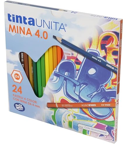 Tinta Unita Pastelli – 36 Crayons De Couleur Pastel – Mine 4,0 Mm – Boîte Aimantée – Qualité Pro