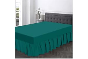 GC GAVENO CAVAILIA Plain Dyed Valance Fitted Sheet-Polycotton Soft Bedsheets For King Size Bed- Frill Bedding Base Wrap Valance Sheet- Deep Teal